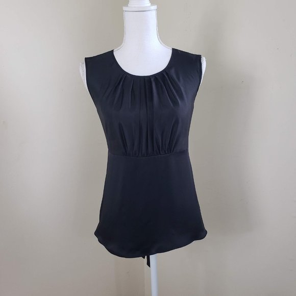 Tree Sash Tie Sleeveless Silk Blouse Black Size XS - Picture 9 of 9